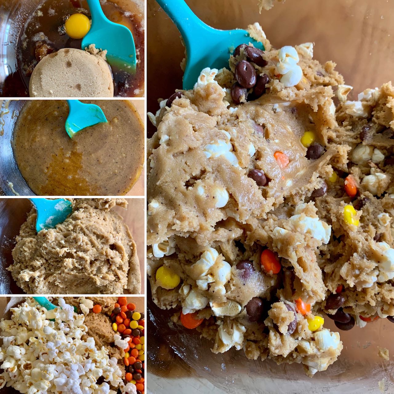 Stages of mixing up the cookie dough