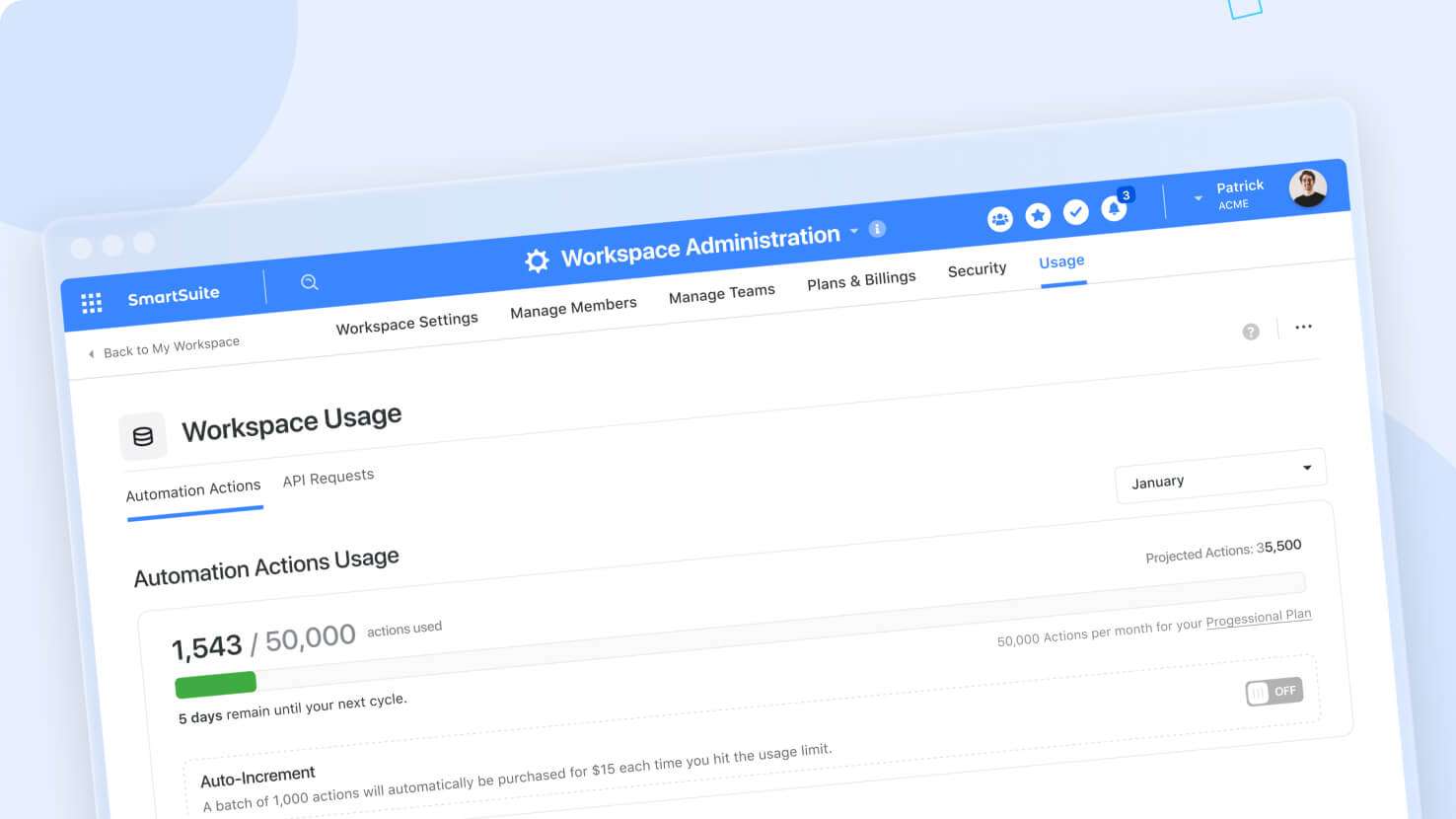 Whats New page - Account Usage