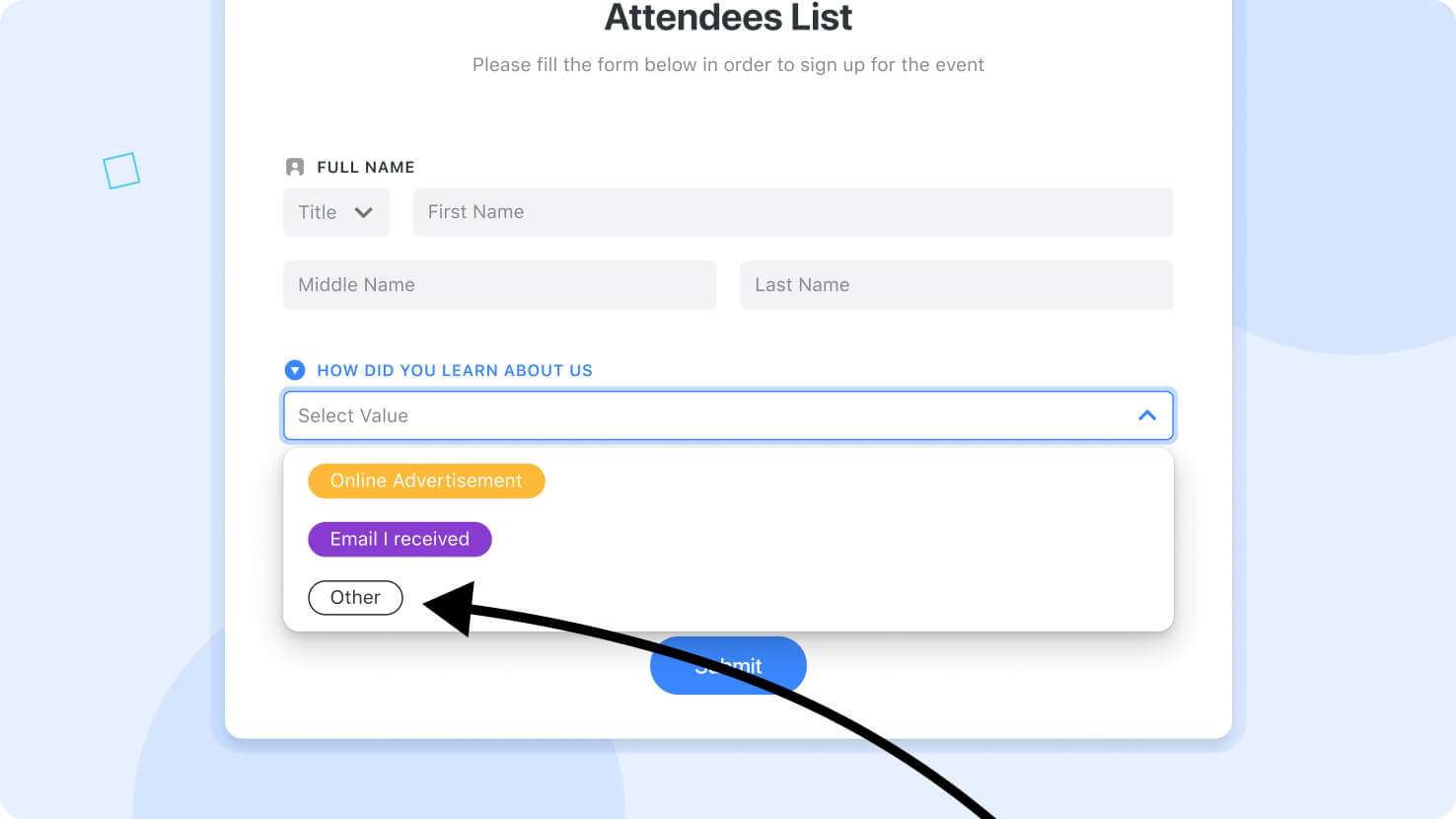 Whats New page - Forms - Select Other Option