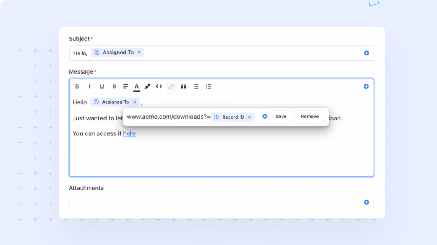 Automations: Dynamic values in URLs