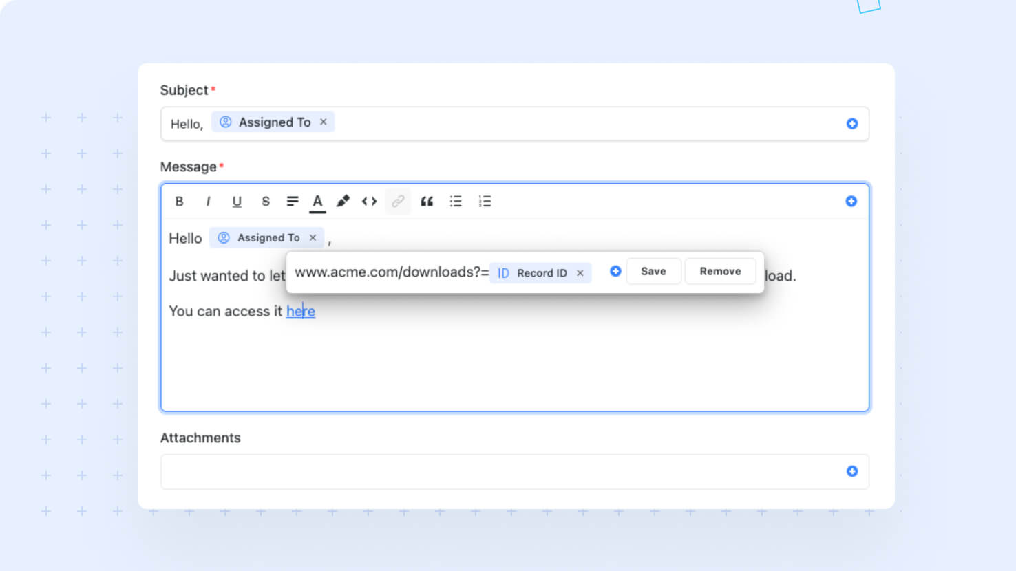 Automations: Dynamic Values in URLs