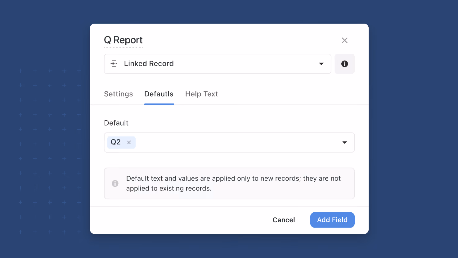Linked Record: Default Value Support