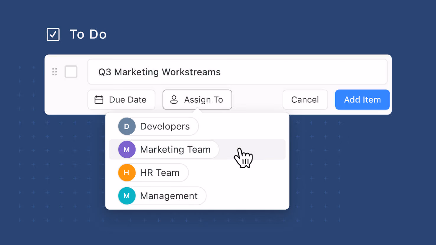 Assign and @-Mention Teams in Comments and Checklists
