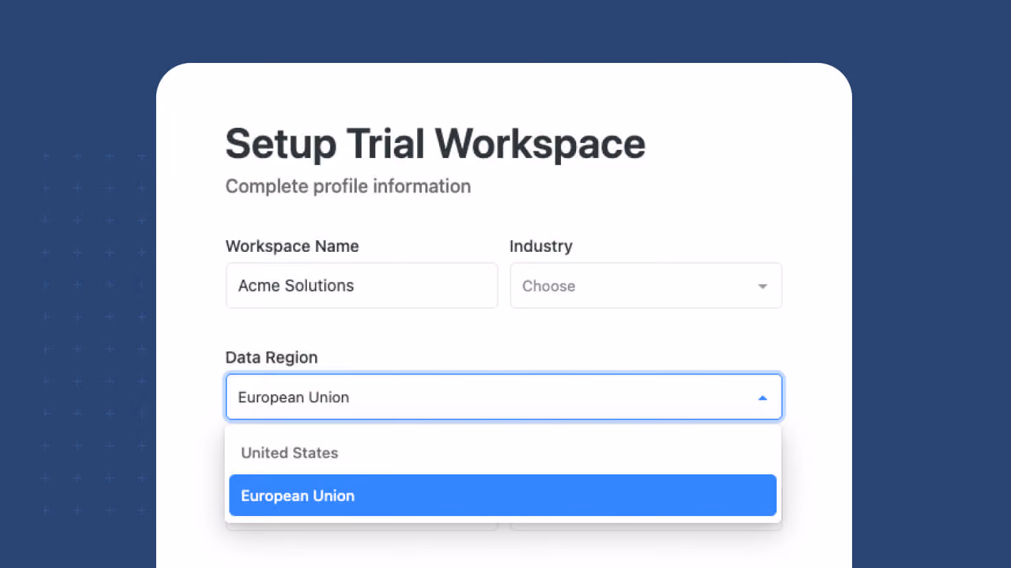 Sign-Up: Choose Your Data Region