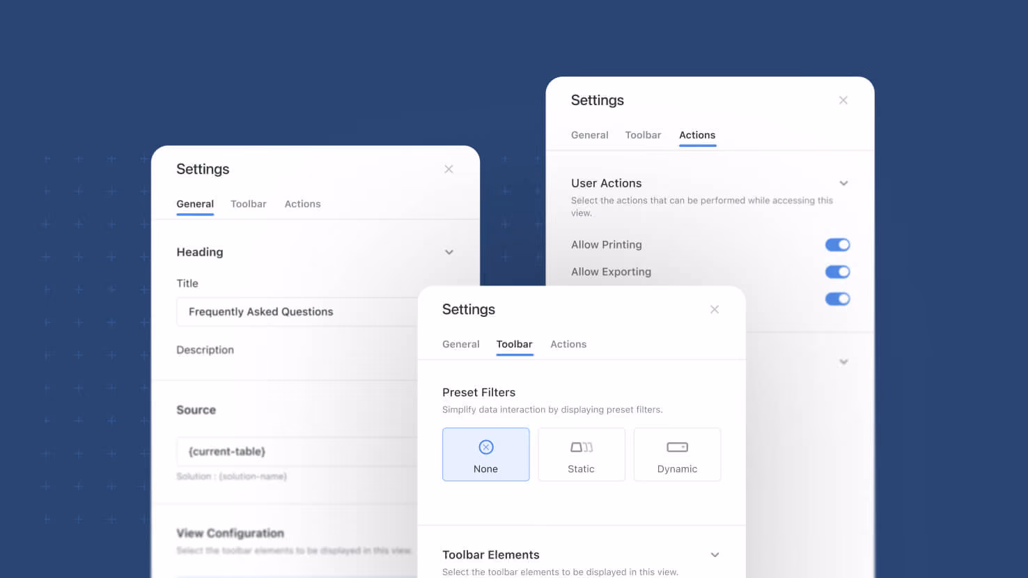 View Widgets: New Settings Panel