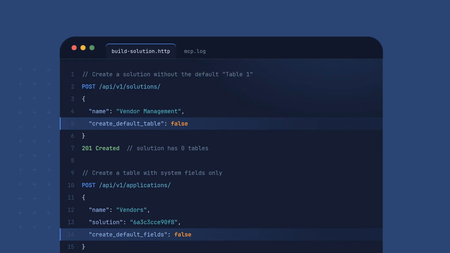 API: Turn off default fields for tables