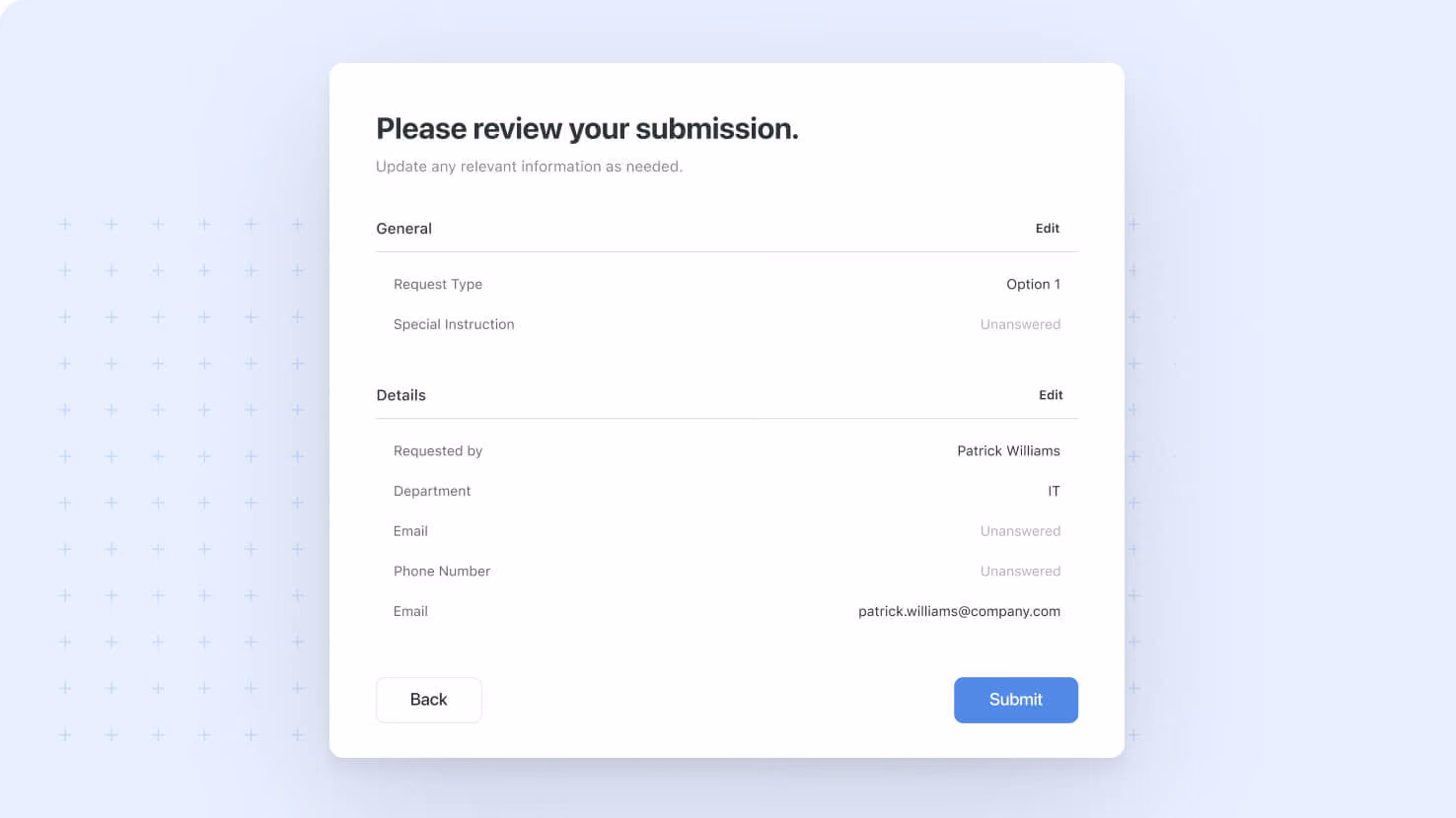 Forms: Review Page