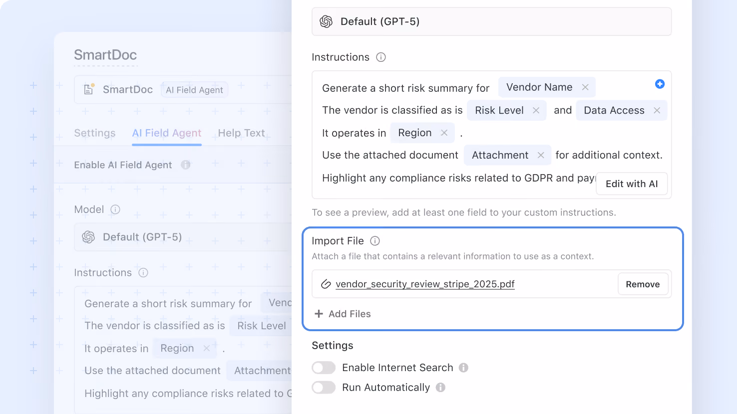 AI Field Agent: Static and Dynamic Attachment Support