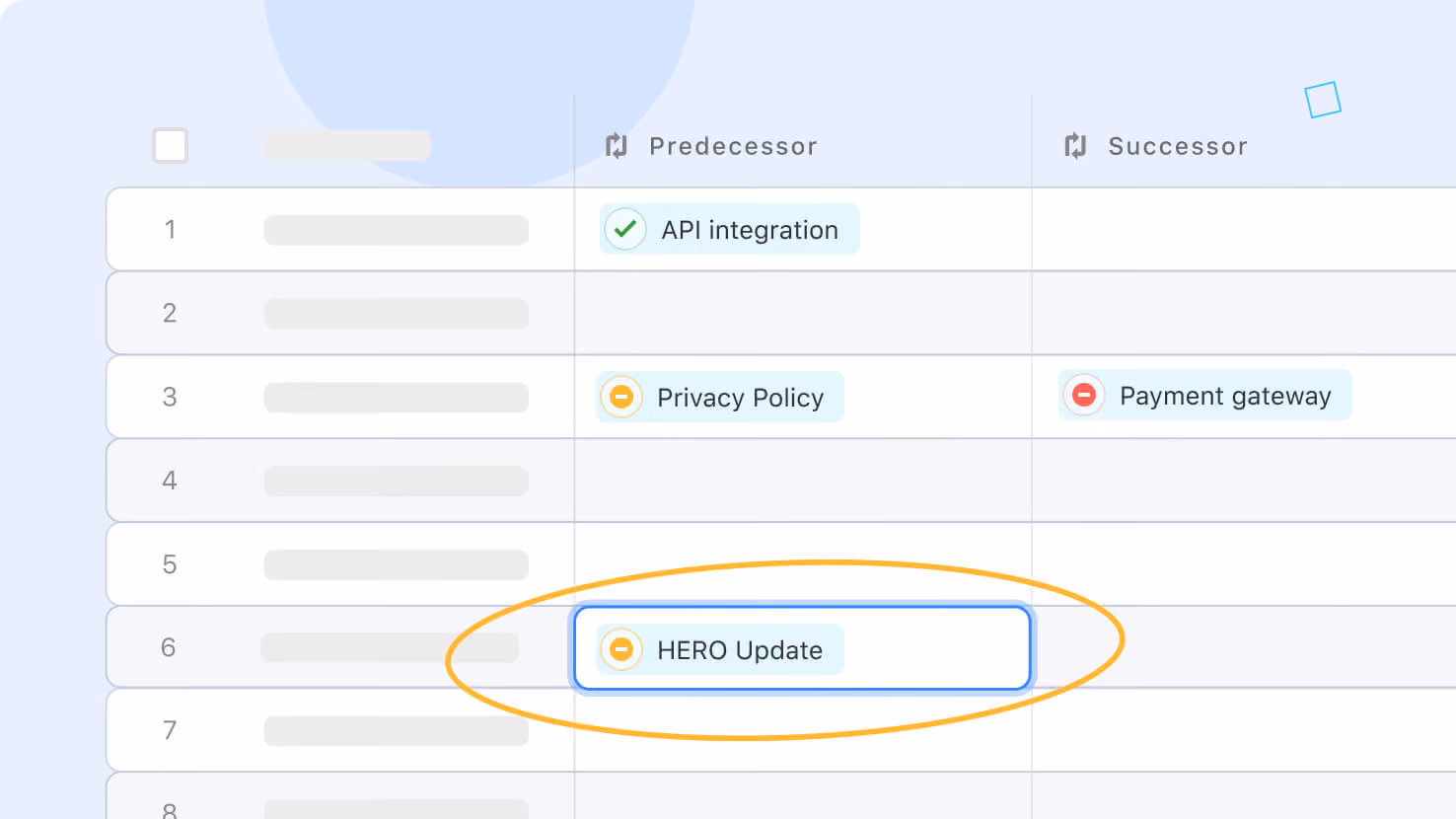 Gantt View: Editable Dependency Sub-Fields