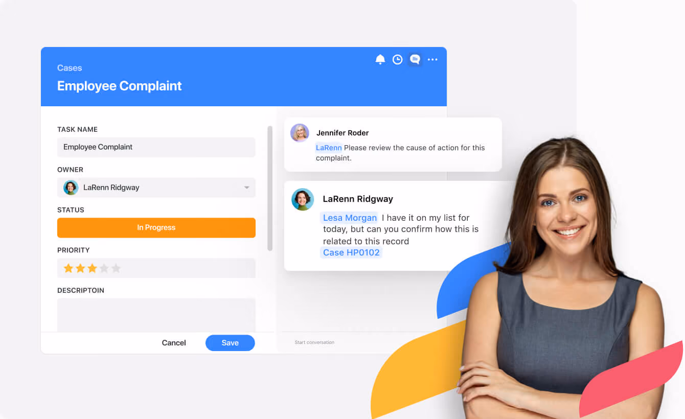 Discuss legal matters directly within SmartSuite records