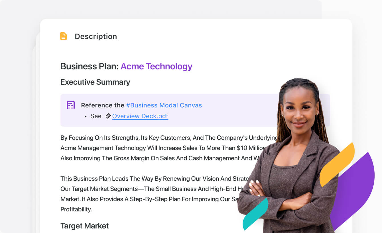 Use SmartSuite to document Business Plan 