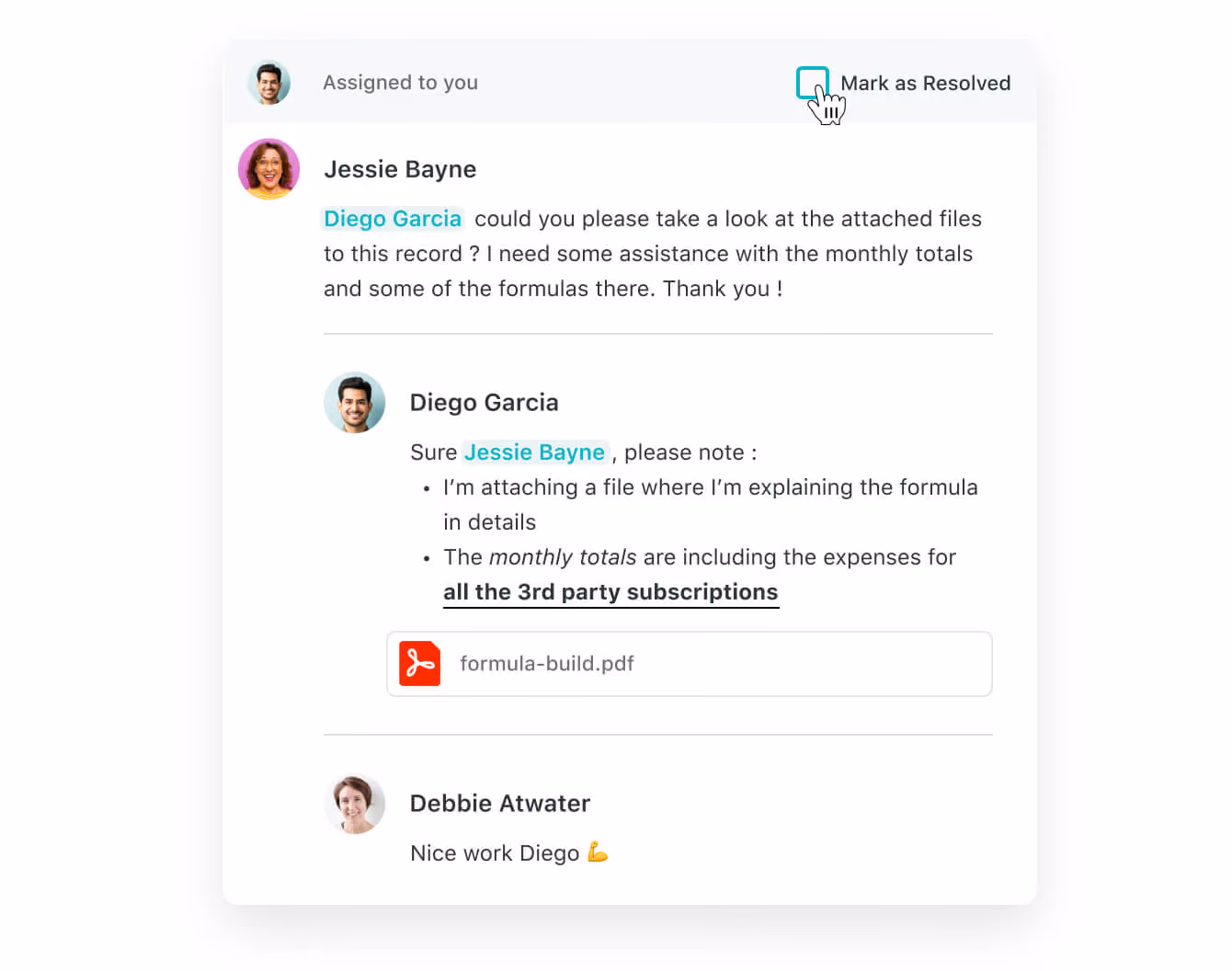 Assign comments to get user feedback and review