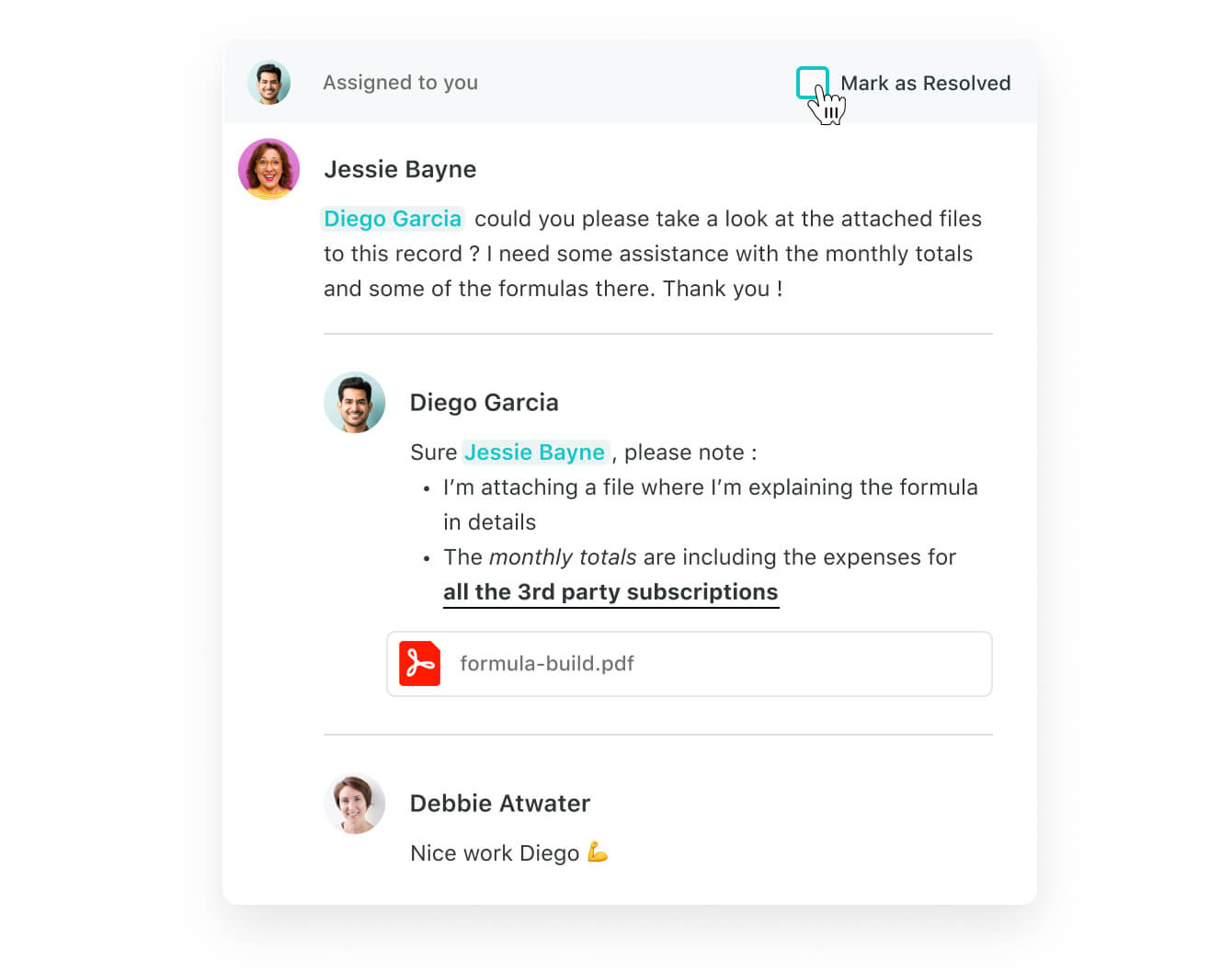 Assign comments to get user feedback and review