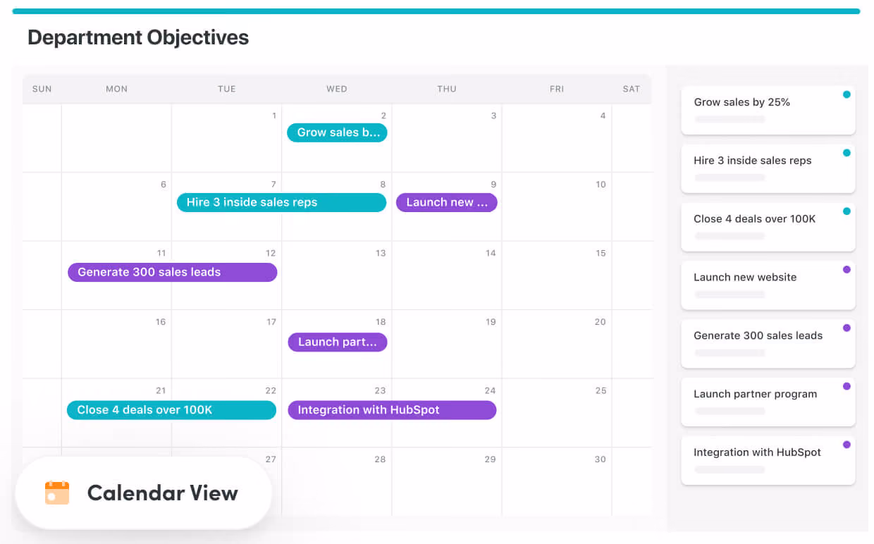 SmartSuite calendar view