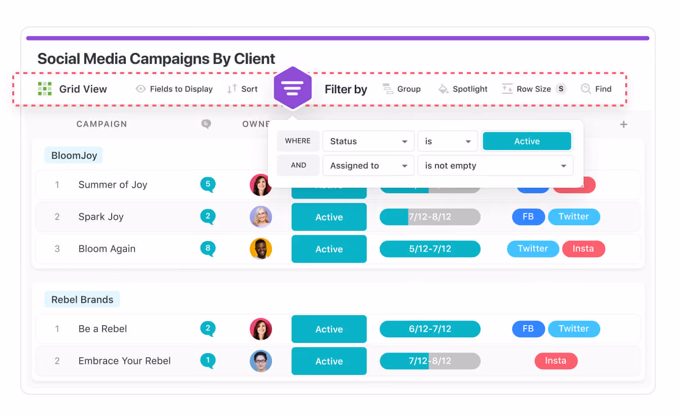 Adjust reports easily with the reporting toolbar