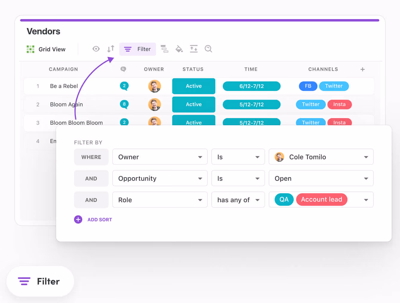 Apply multiple filters to a report
