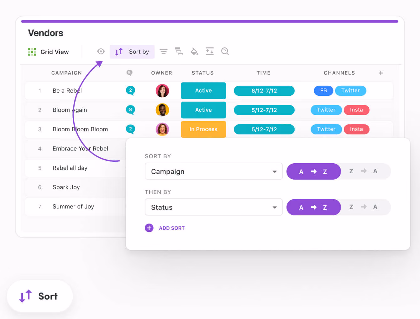 Create nested sorts in reports