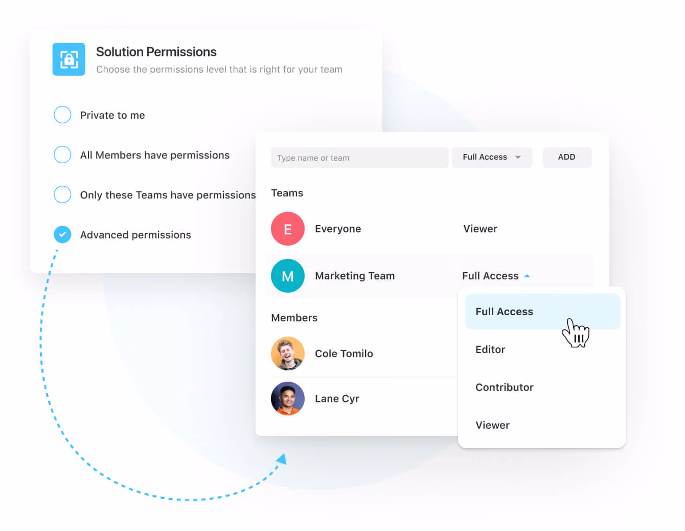 Advanced permissions ensure the right people have access