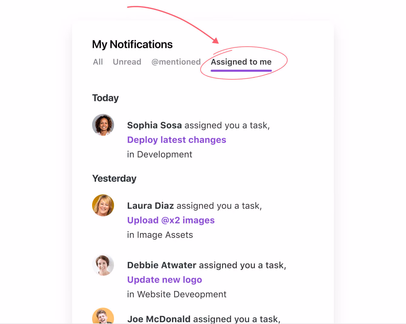 Get instant notifications of your assignments