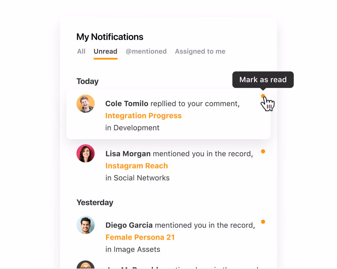 Instantly view read and unread notifications