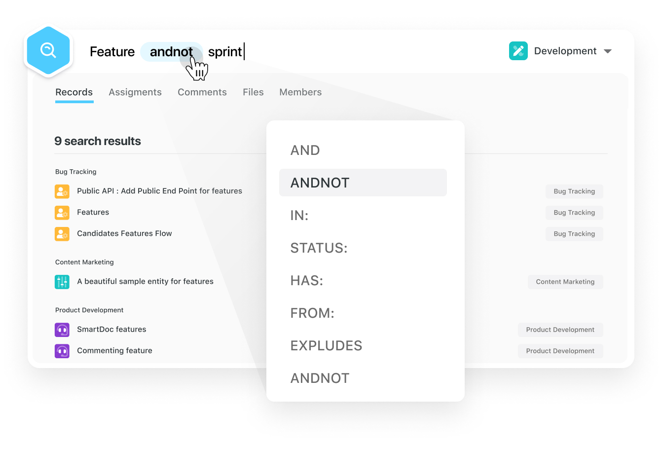 Advanced search options help you find the right content