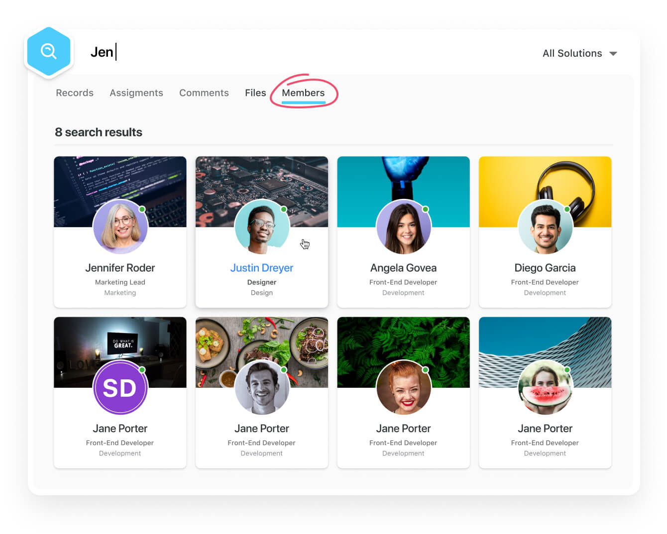 Use Global Search to find an account Member