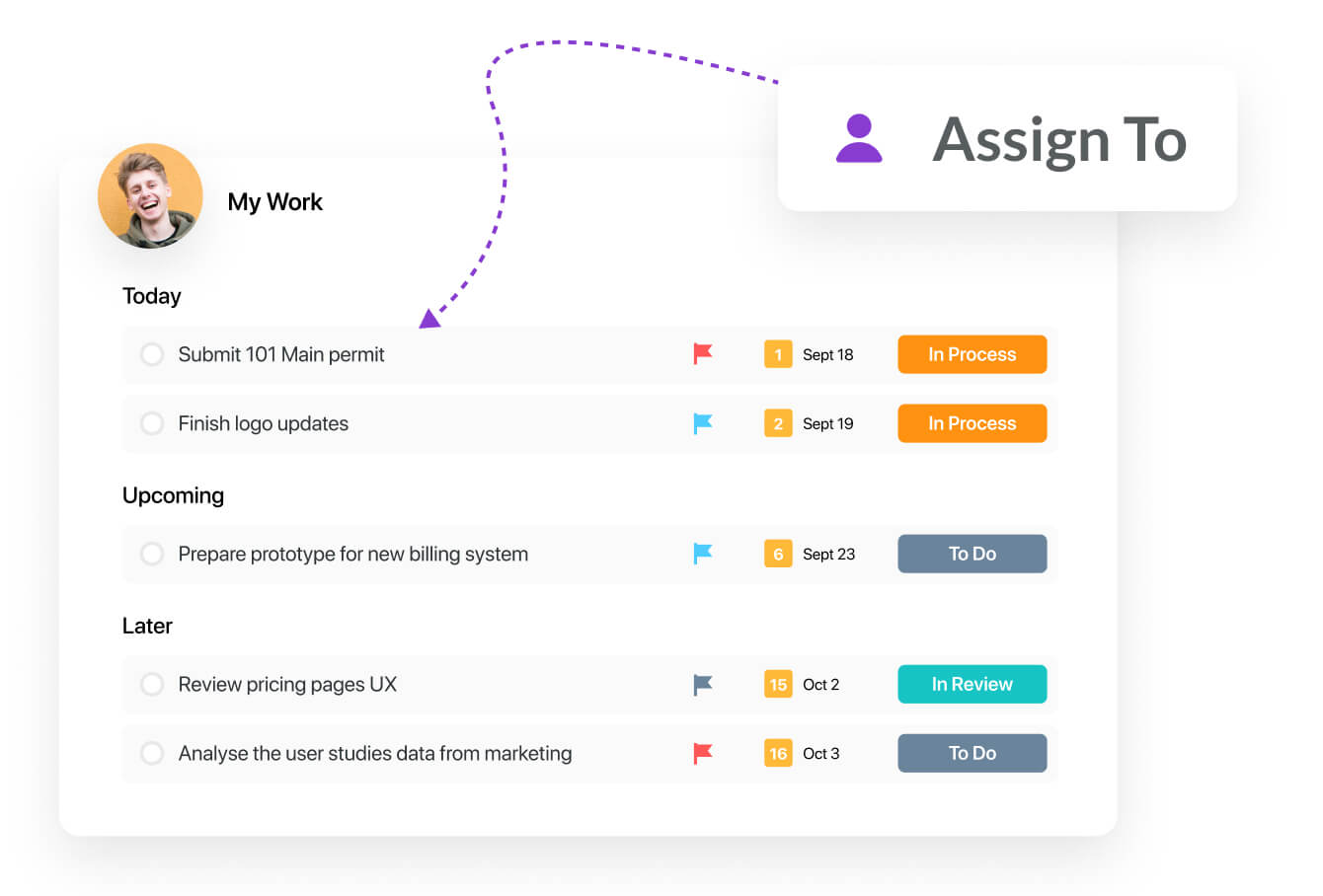 Use the Assign To field when assigning tasks
