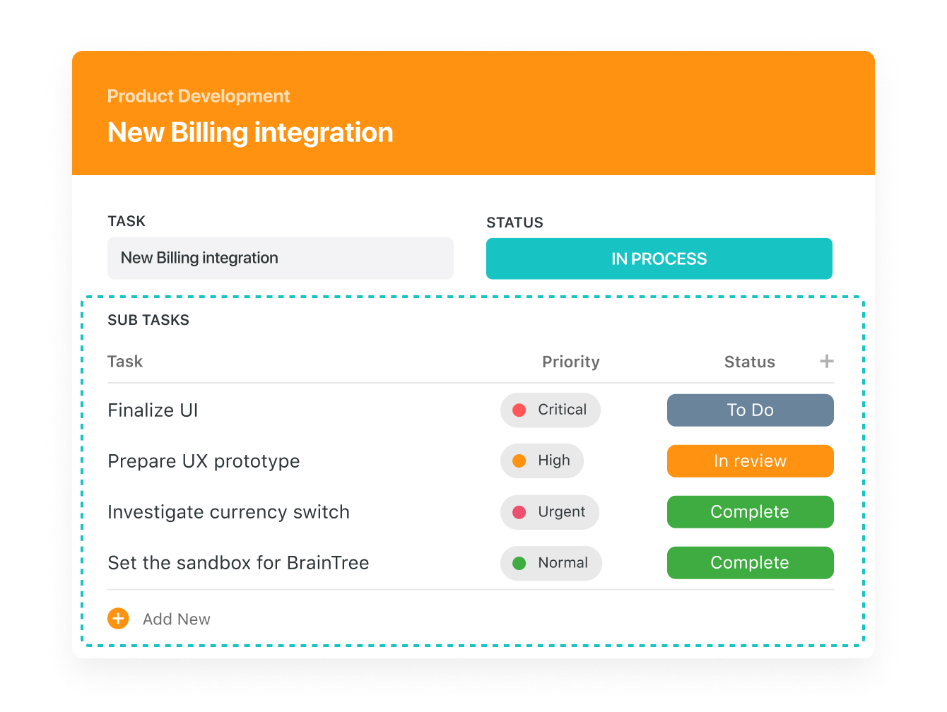 Use Sub-Items to track task details and deliverables