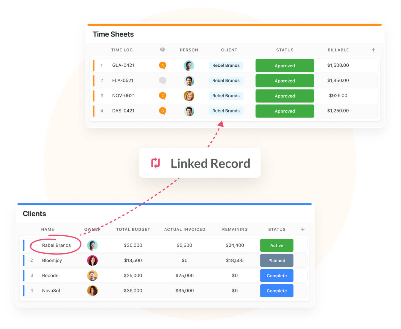 Link records together to show relationships