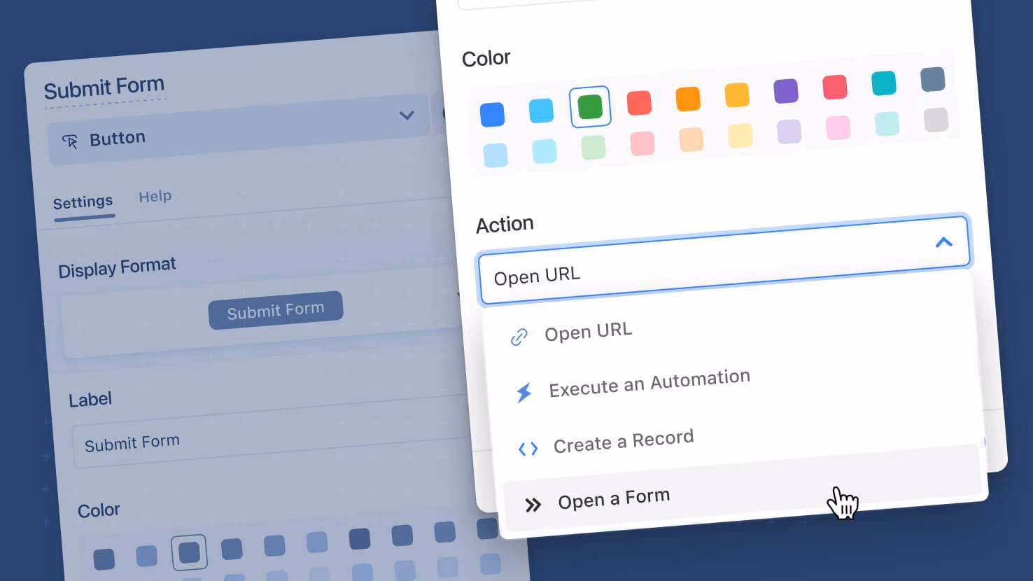 Whats New page - Button - Open a form