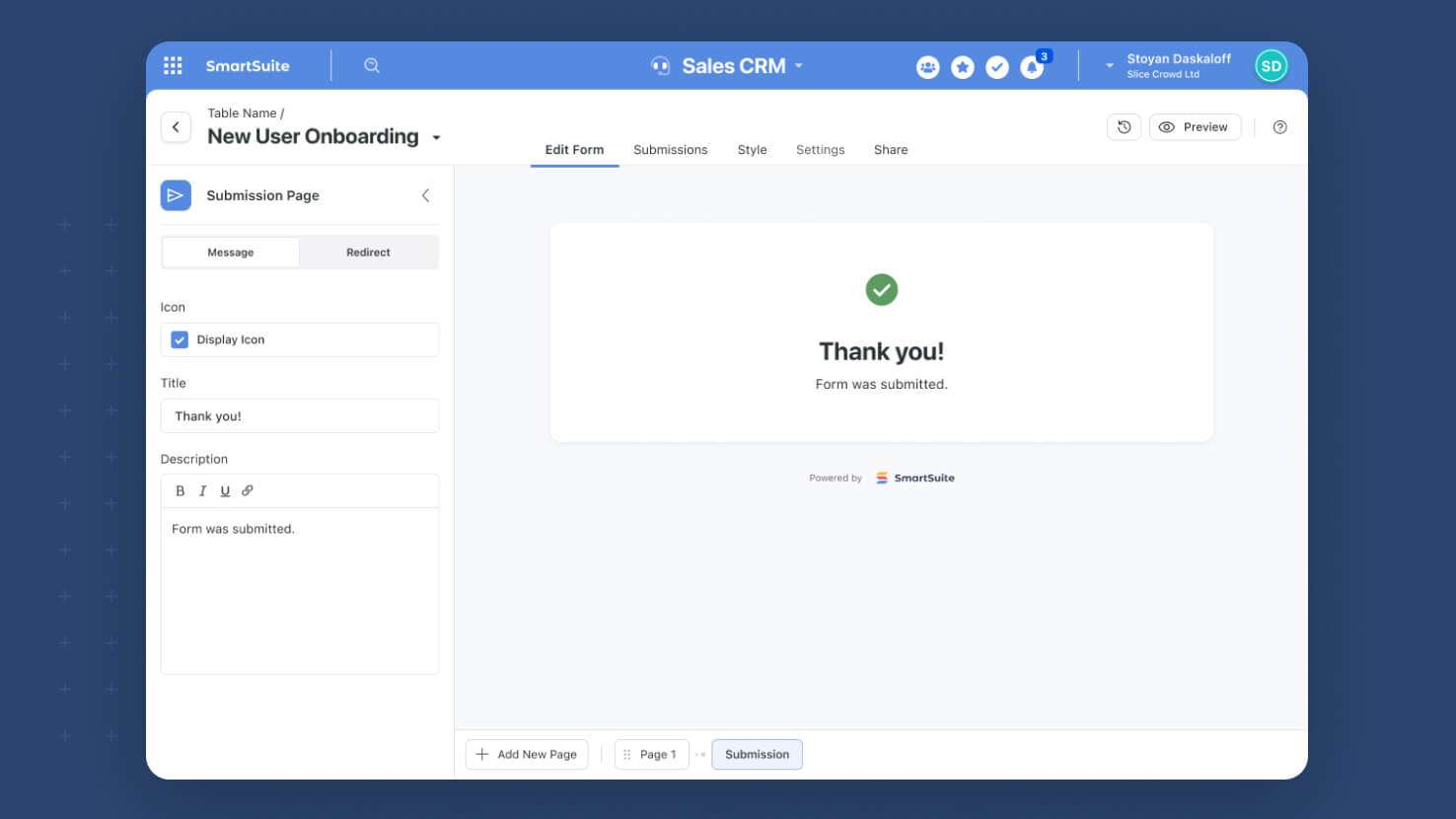 Whats New page - Forms - Submission Page