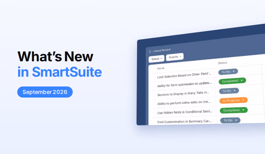 What's New in SmartSuite: September 2026