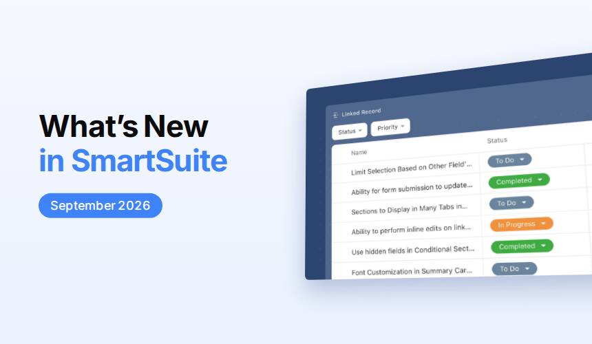 What's New in SmartSuite: September 2026