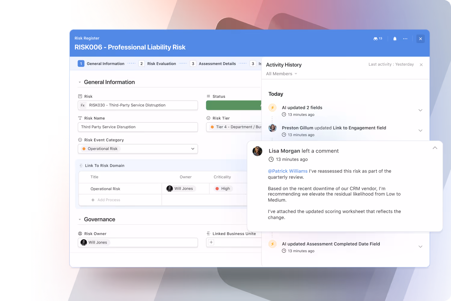 Activity history in SmartSuite