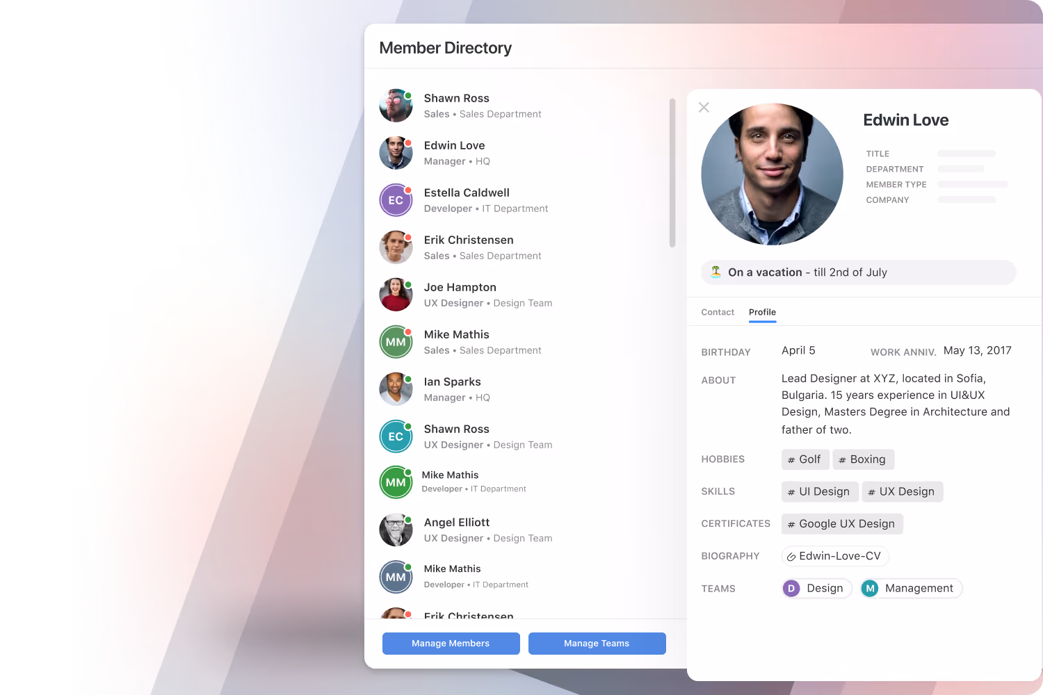 Member directory in SmartSuite
