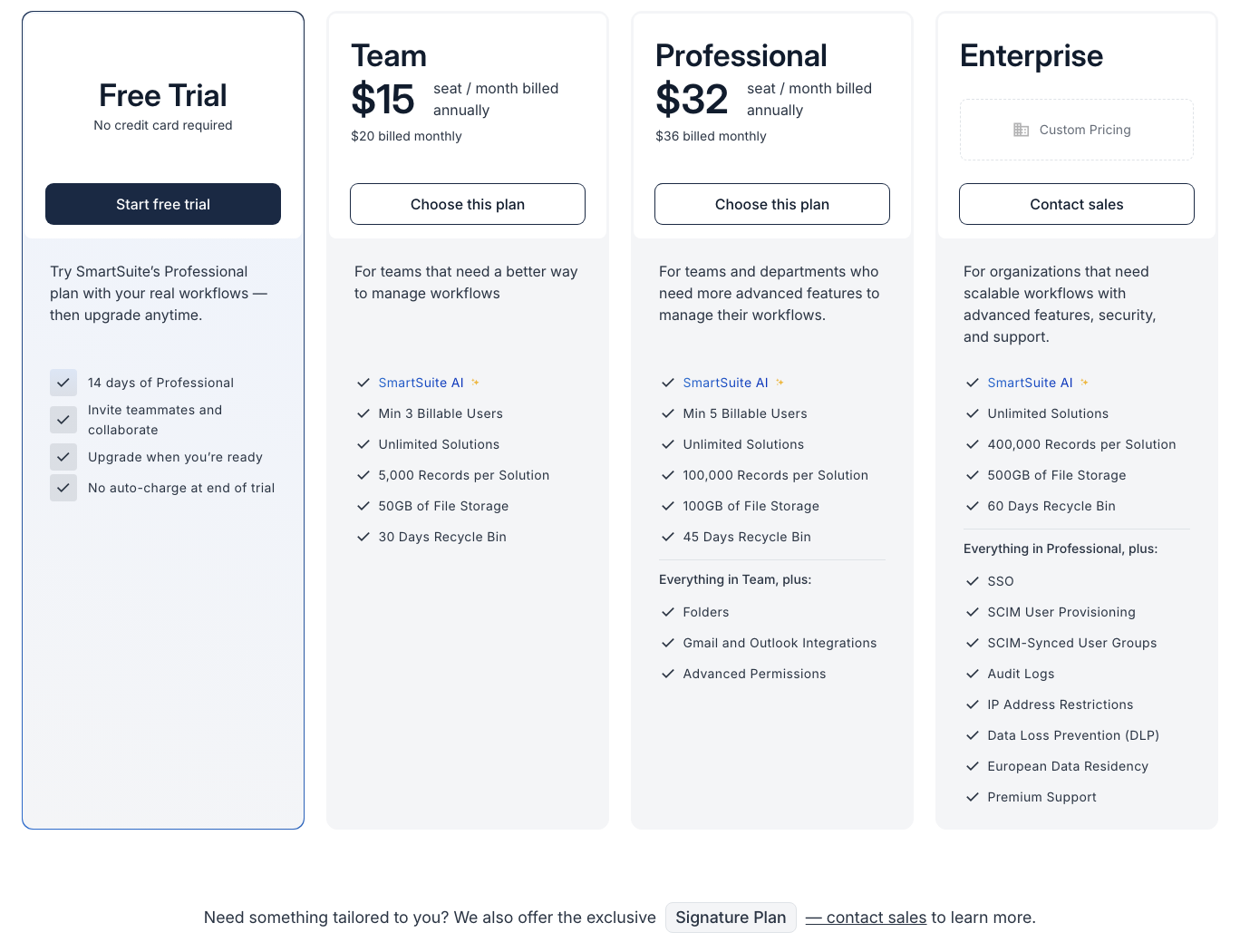 SmartSuite pricing plans, October 2026