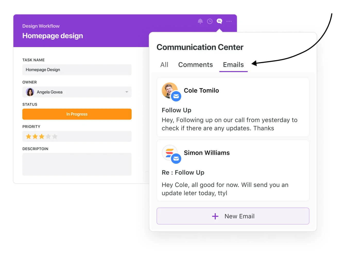 Screenshot: Integrated team collaboration in SmartSuite