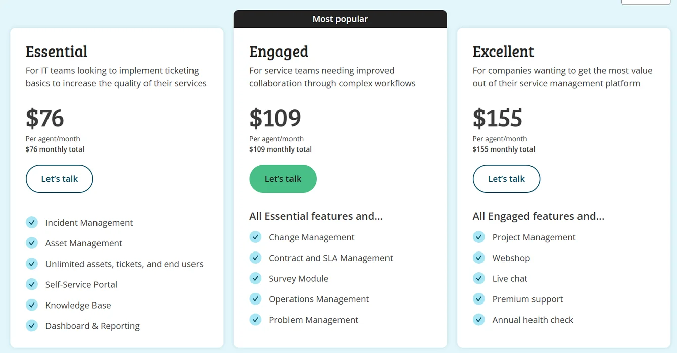 TOPdesk: Pricing