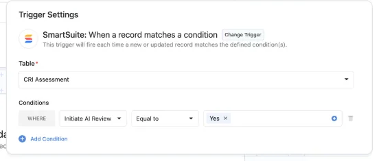 Screenshot: No-code automation for IT workflows in SmartSuite