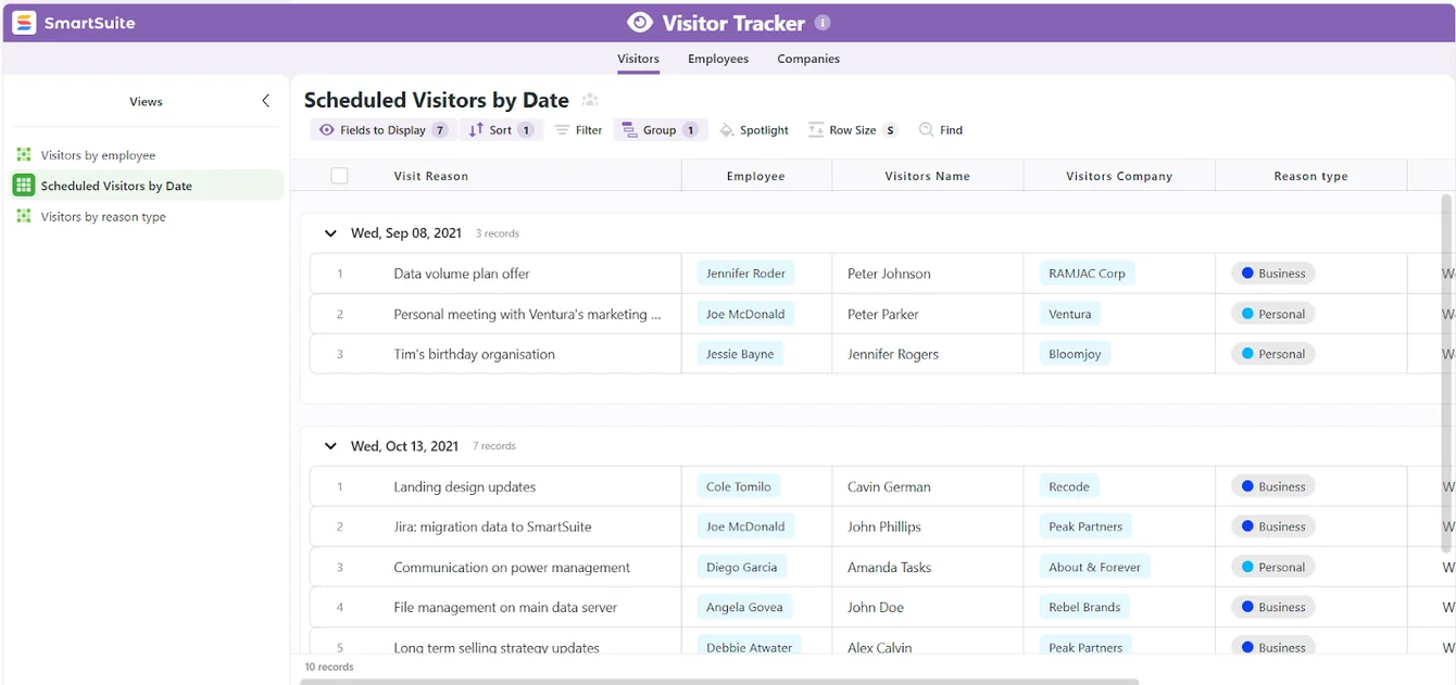 Screenshot: Live dashboards and reporting built for IT service management in SmartSuite