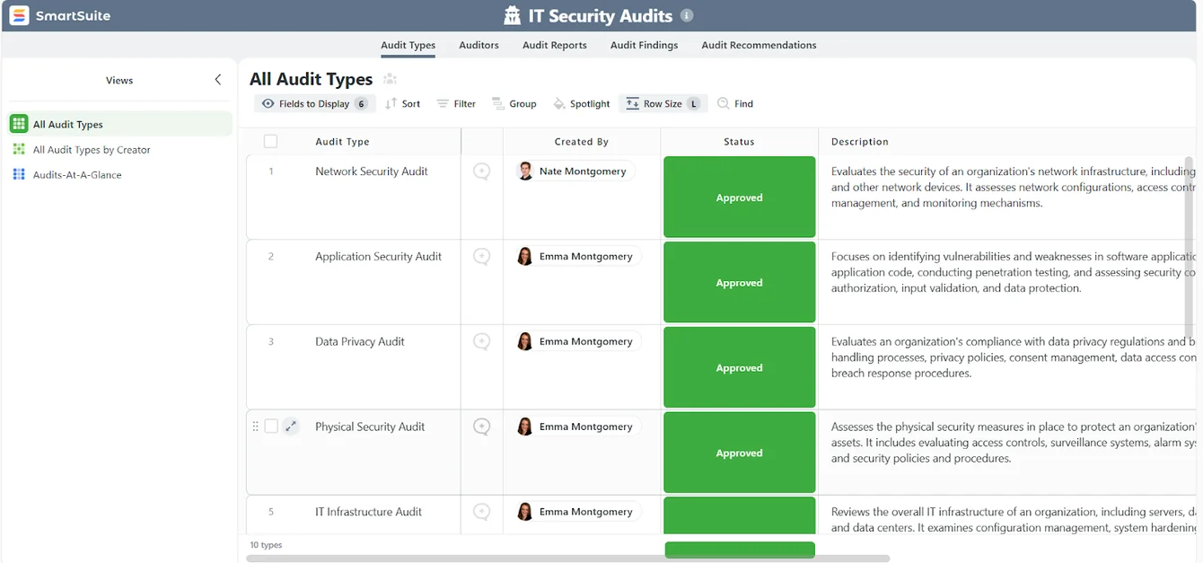 Screenshot: Unified ITSM workspace to manage critical IT processes in SmartSuite