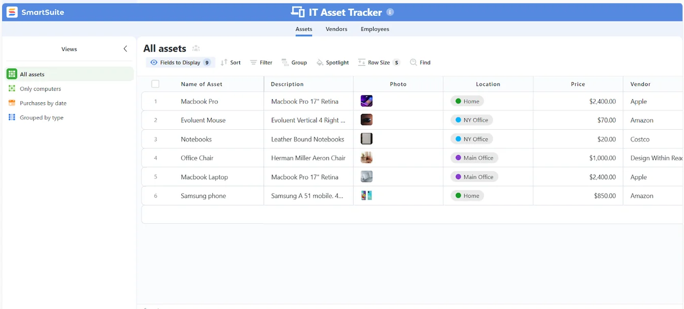 Screenshot: Unified ITSM workspace to manage critical IT processes in SmartSuite