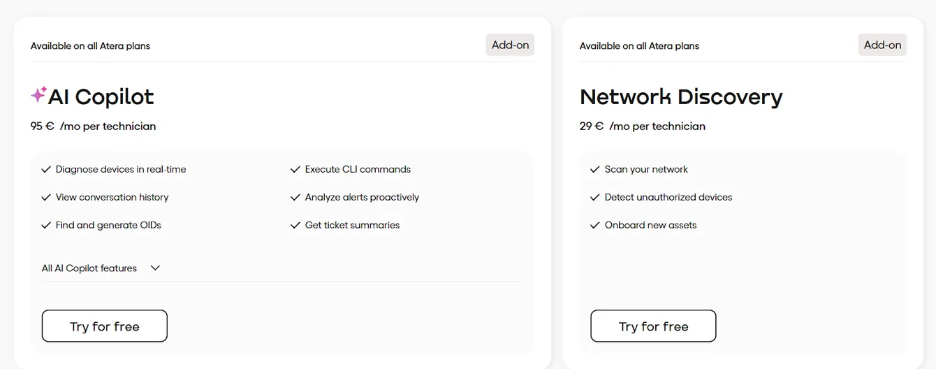 Atera: Pricing