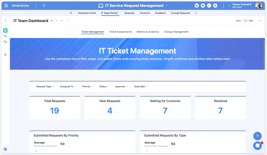 Screenshot: An all-in-one IT operations platform in SmartSuite