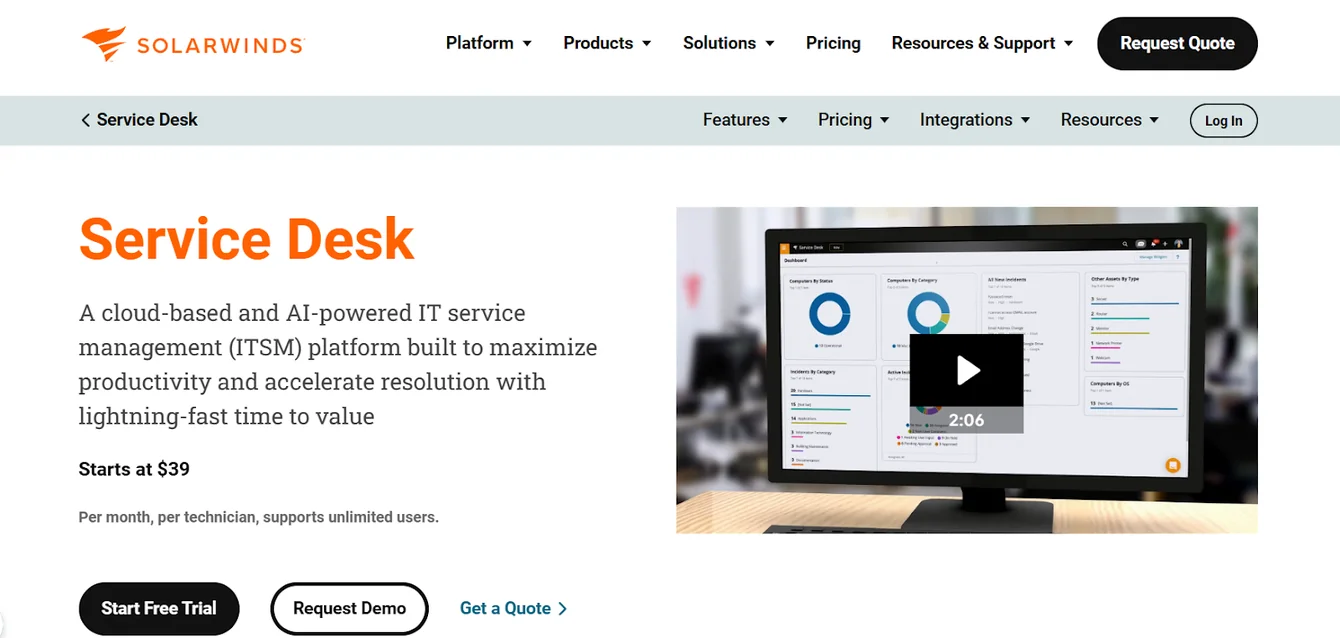 SolarWinds Service Desk