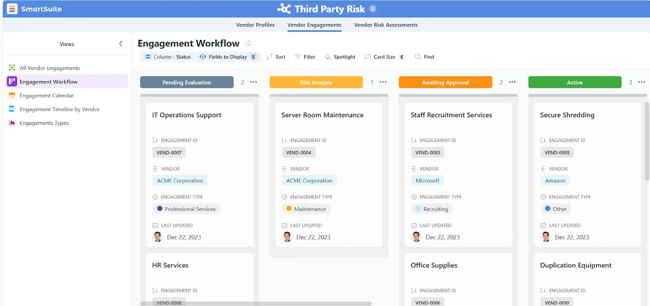 Screenshot: Run every GRC workflow in one place in SmartSuite