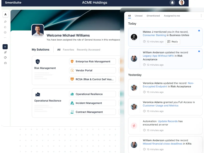 Screenshot: Collaboration built directly into workflows in SmartSuite