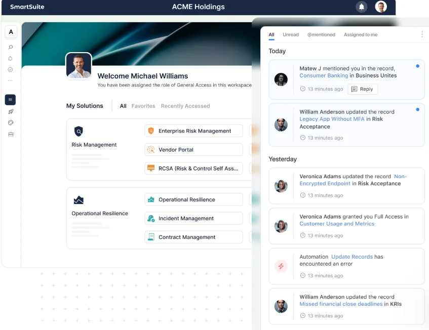 Screenshot: Collaboration built directly into the work in SmartSuite