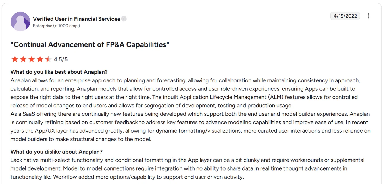 Anaplan reviews