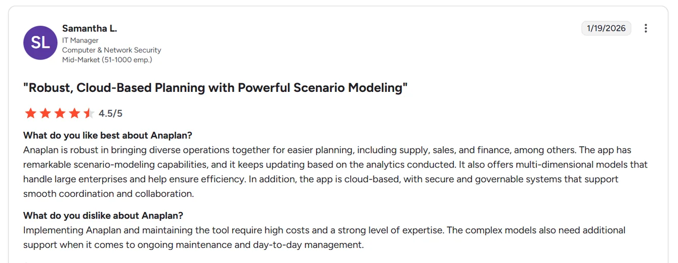Anaplan reviews